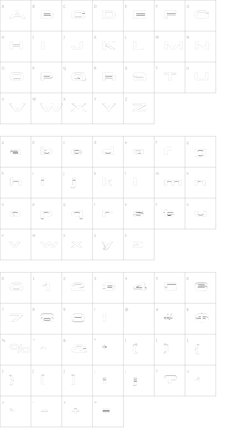 Character Map SupertouchOutline Font