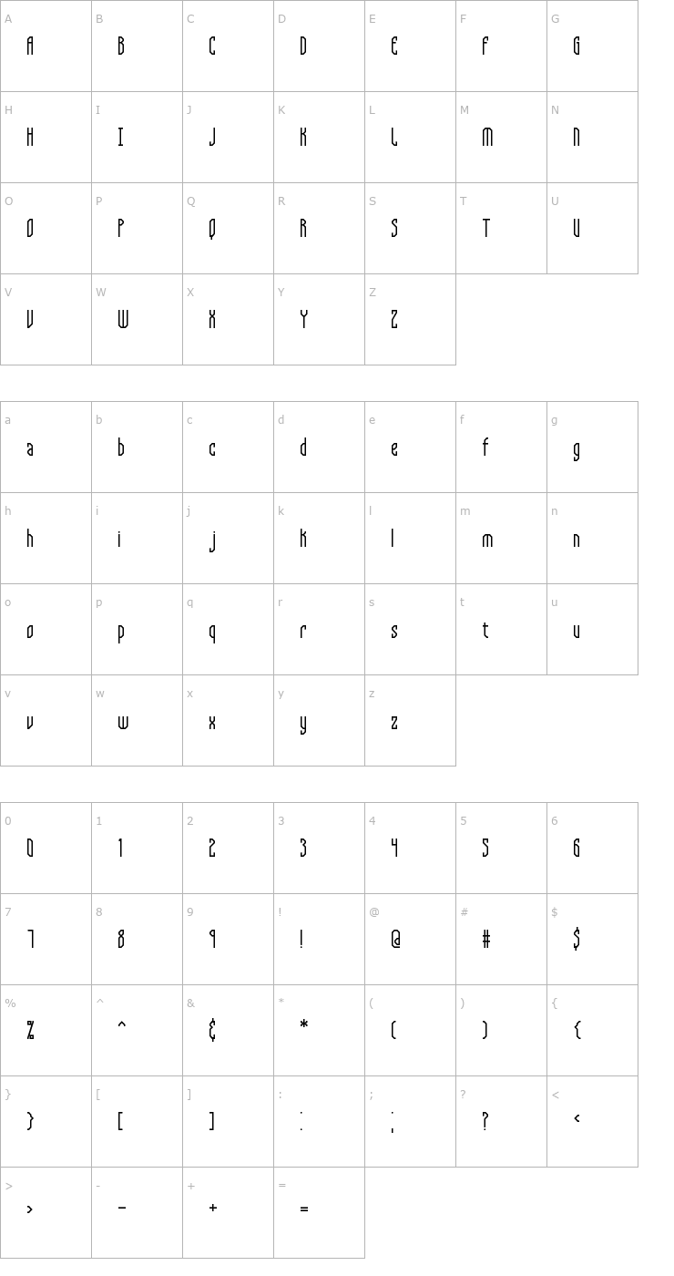 Character Map Supra Genius Lines BRK Font