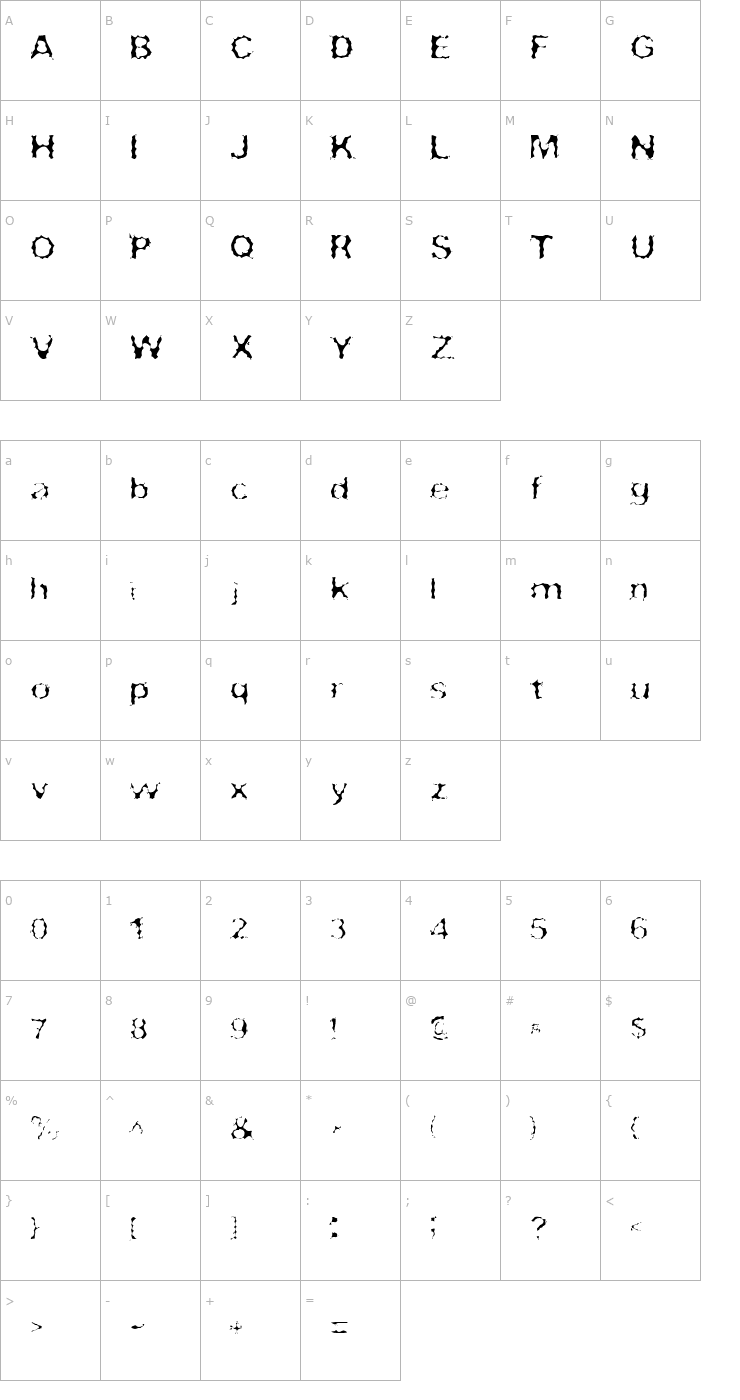 Character Map Surf Punx Light Font