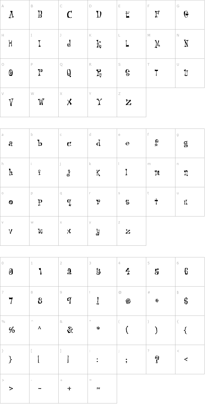 Character Map SurfCity Font