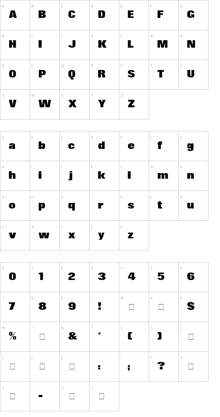 Character Map Surin Display SSi Font