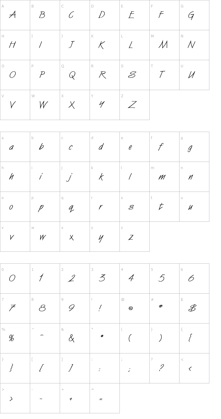 Character Map Surreal Font