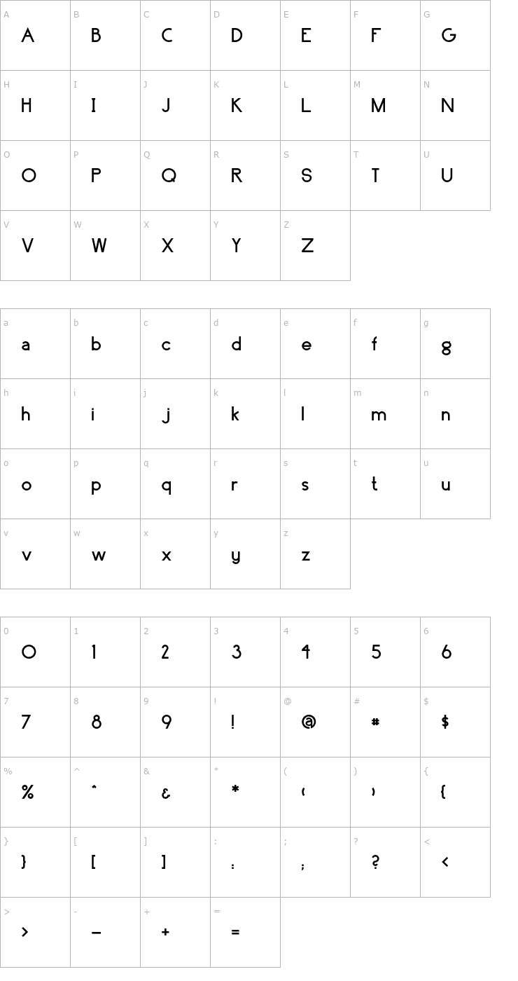 Character Map Surrounding Bold Font