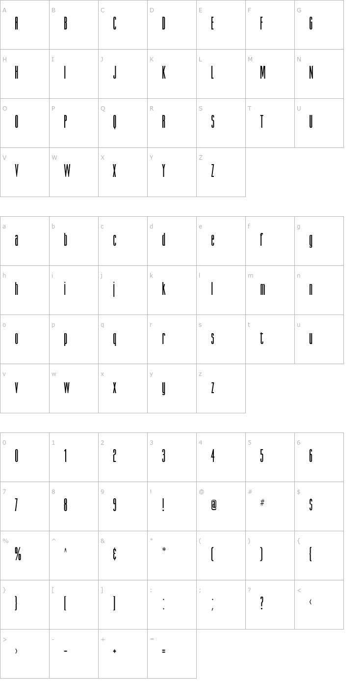 Character Map Suva SSi Bold Font