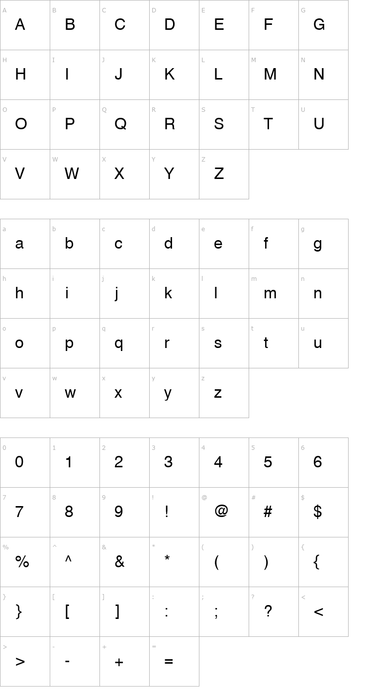 Character Map Svoboda Font
