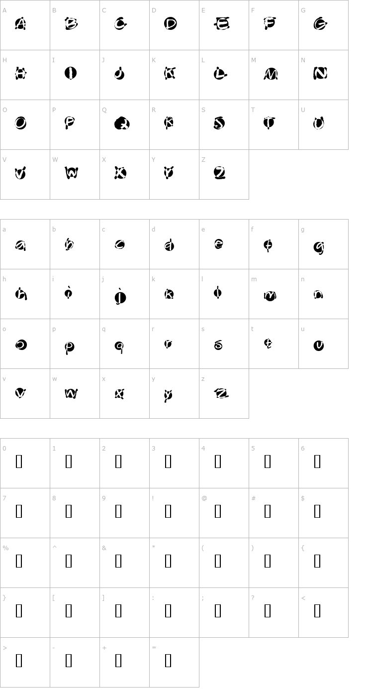 Character Map Swabba Font