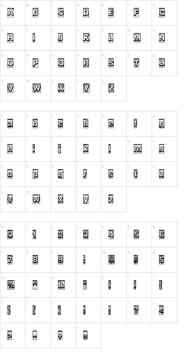 Character Map Swamp Type Font