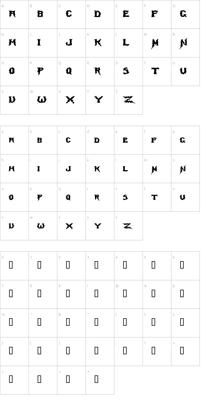 Character Map SwampTerrorExtended Font