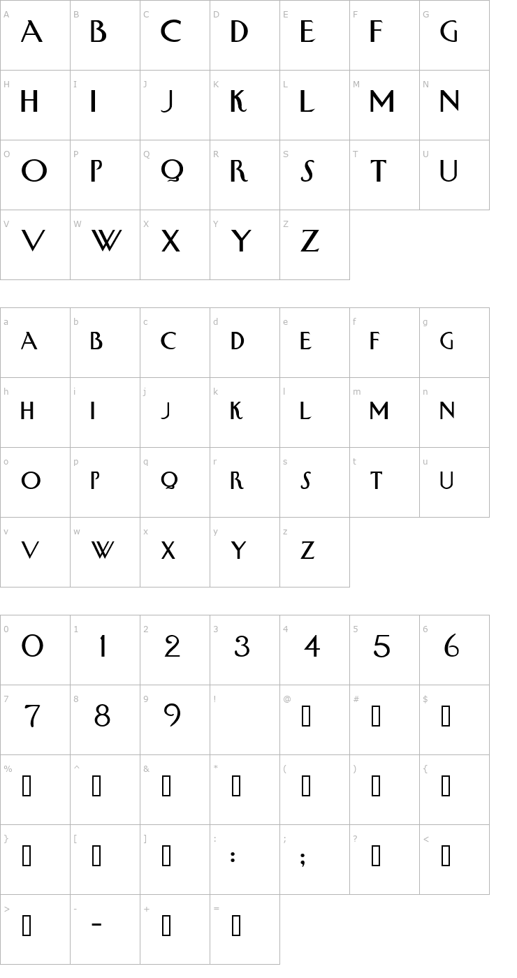 Character Map Swan Font