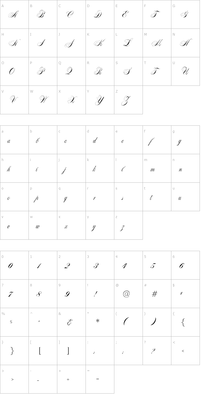Character Map Swansea Font