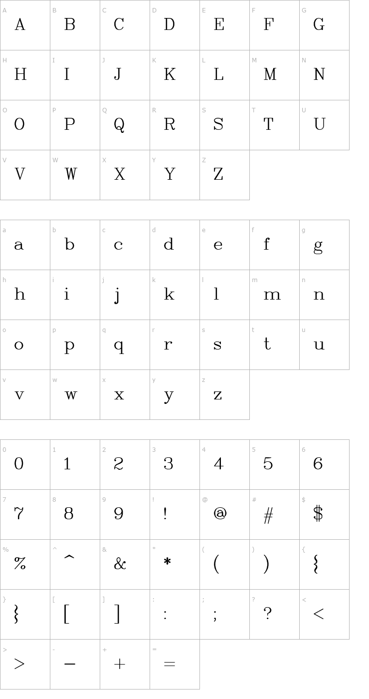 Character Map SWComp Font