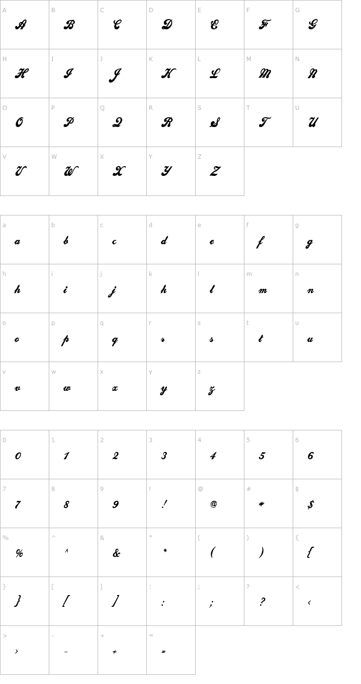 Character Map Sweden Condensed Bold Font