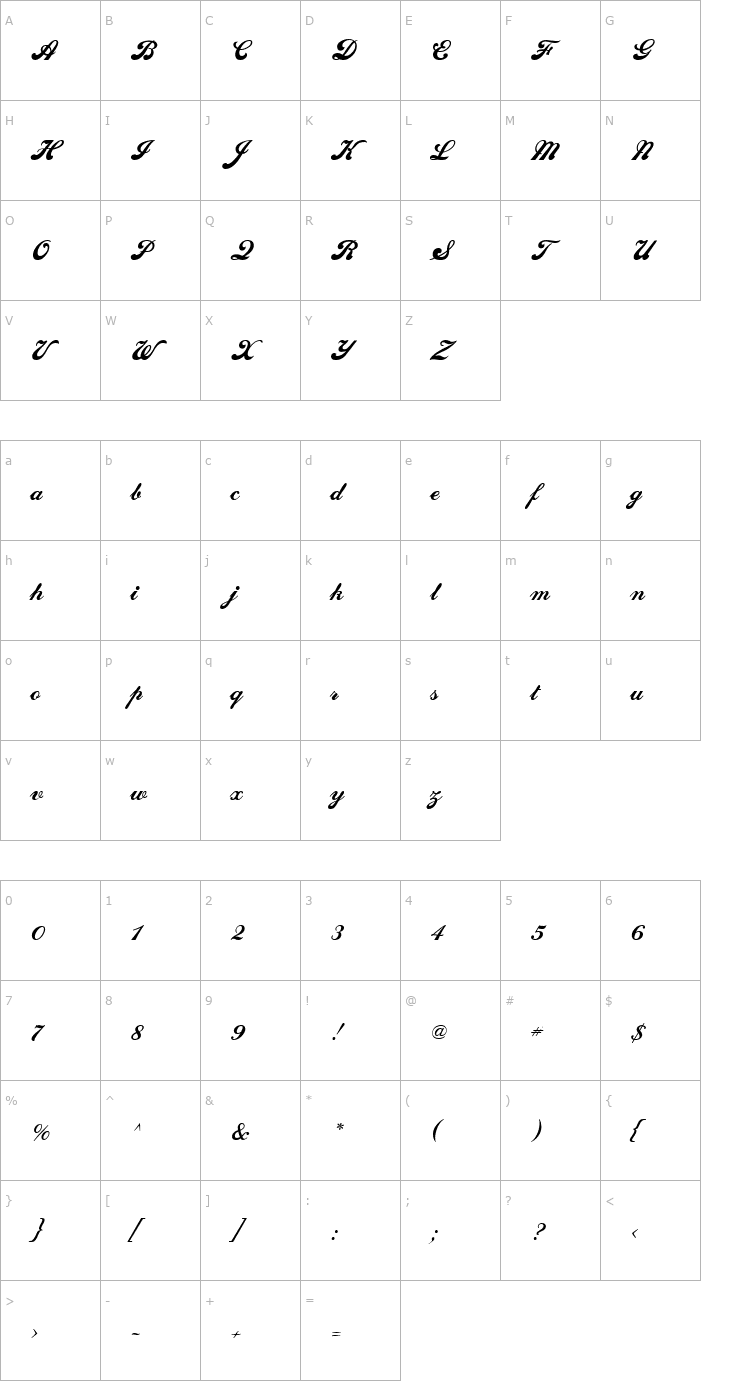 Character Map Sweden Normal Font