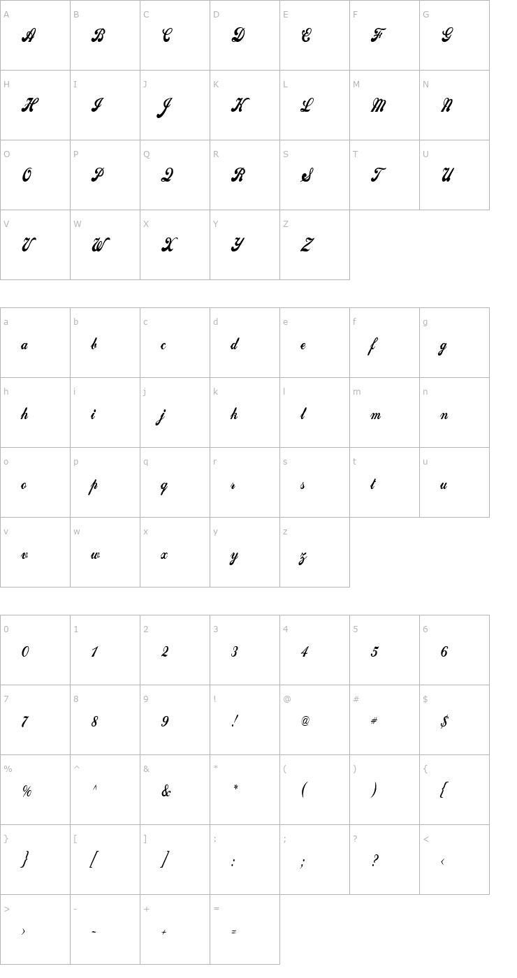 Character Map Sweden Thin Normal Font