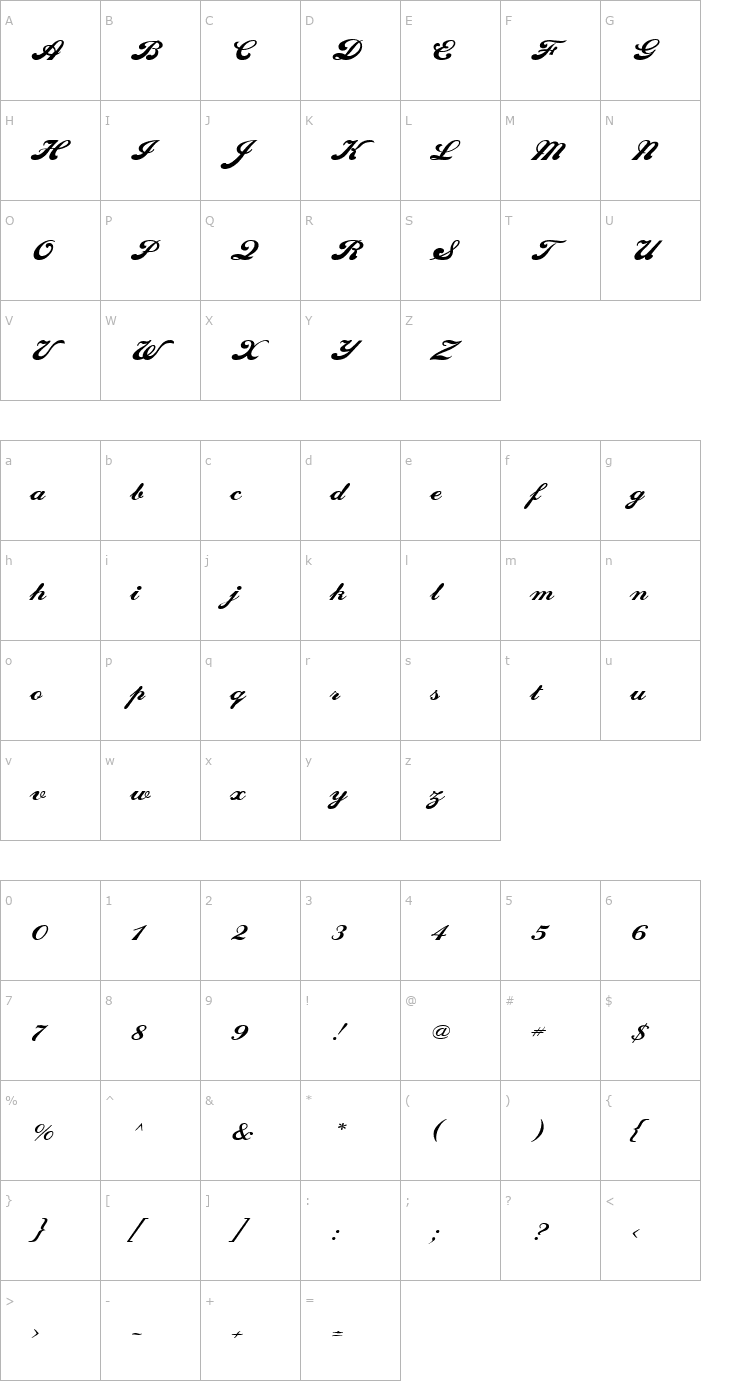 Character Map Sweden Wide Normal Font