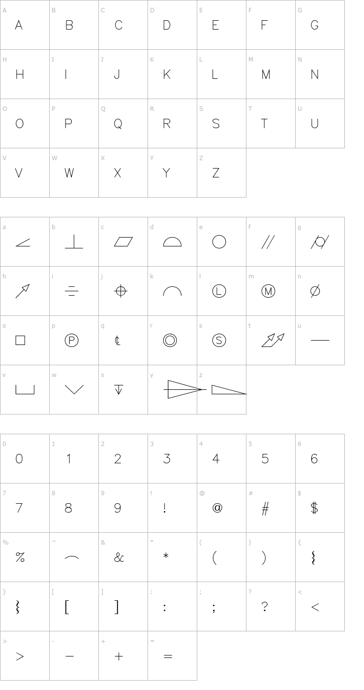 Character Map SWGDT Font