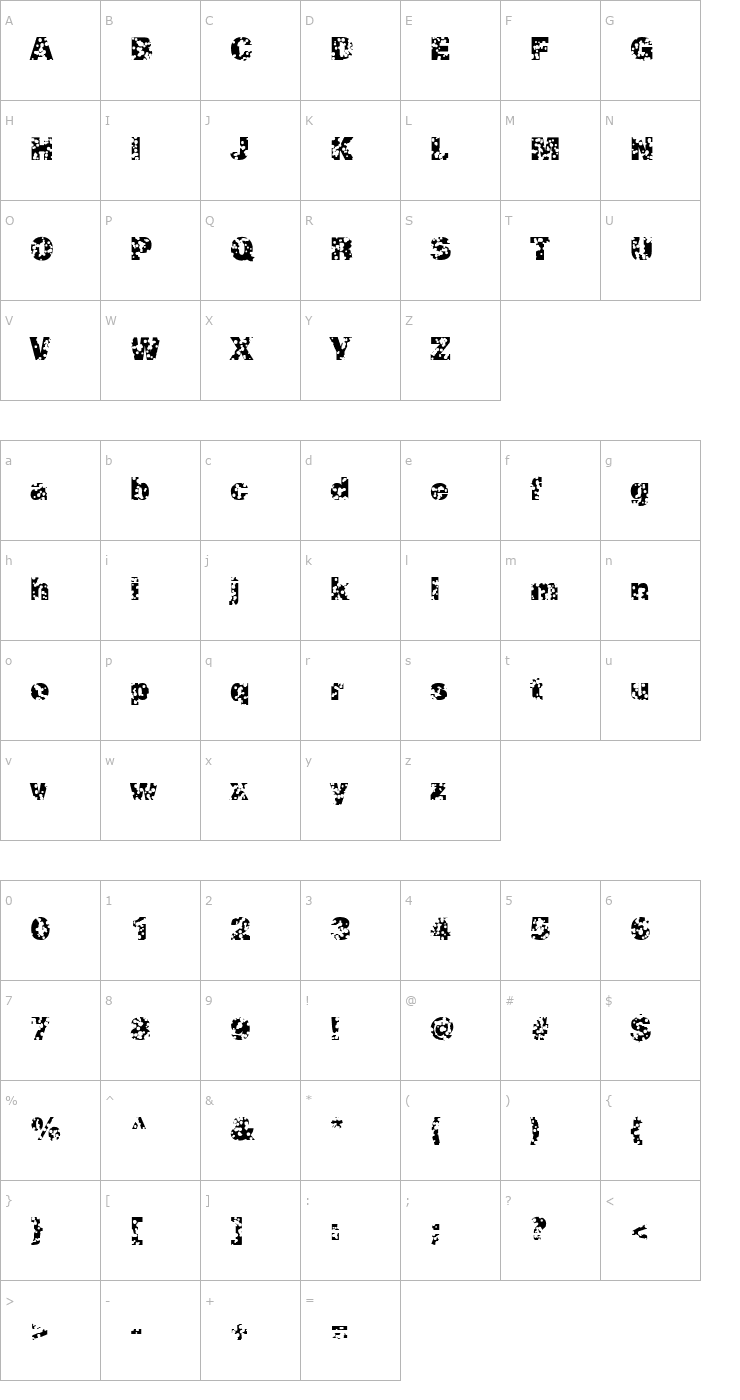 Character Map Swiss Cheese Regular Font