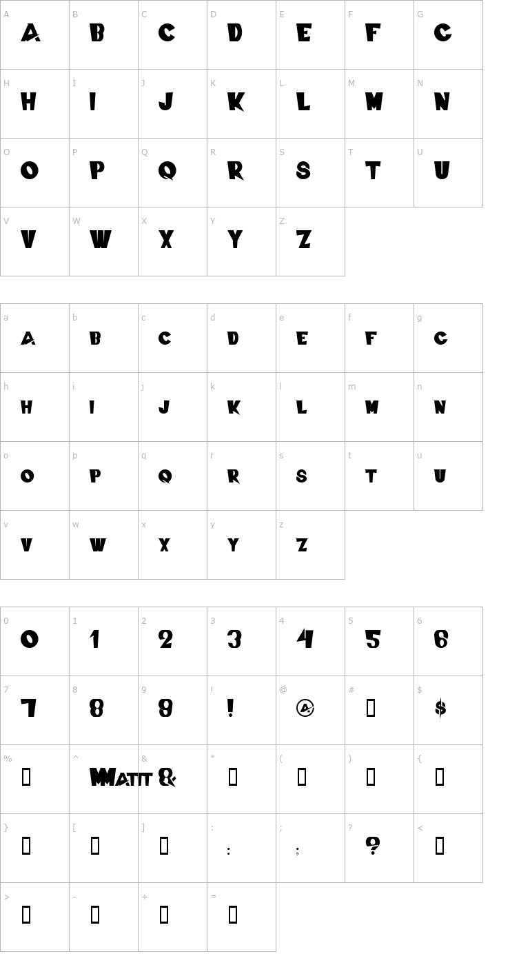 Character Map Swiss Cheesed Font