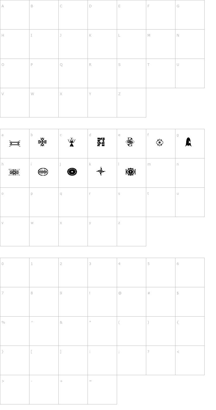 Character Map swmotif1 Font