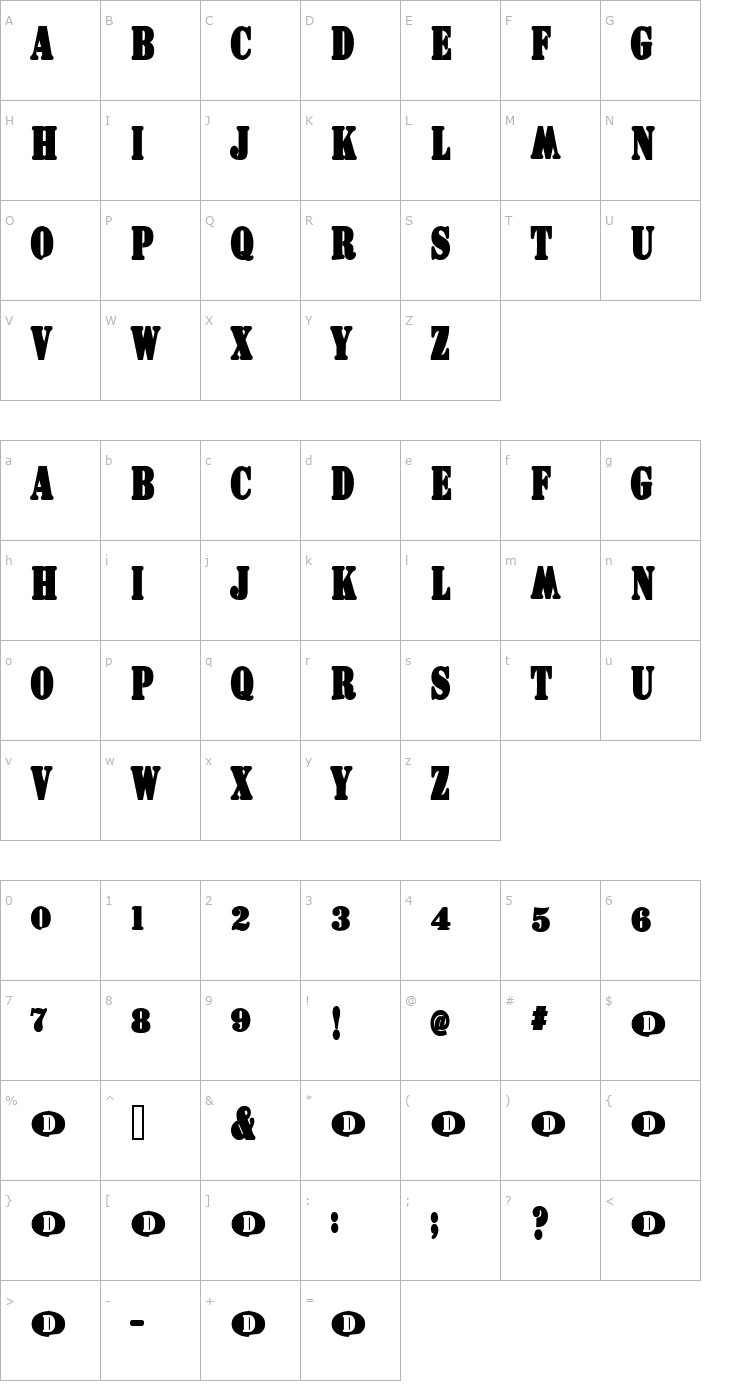 Character Map SwoopSwoop Font