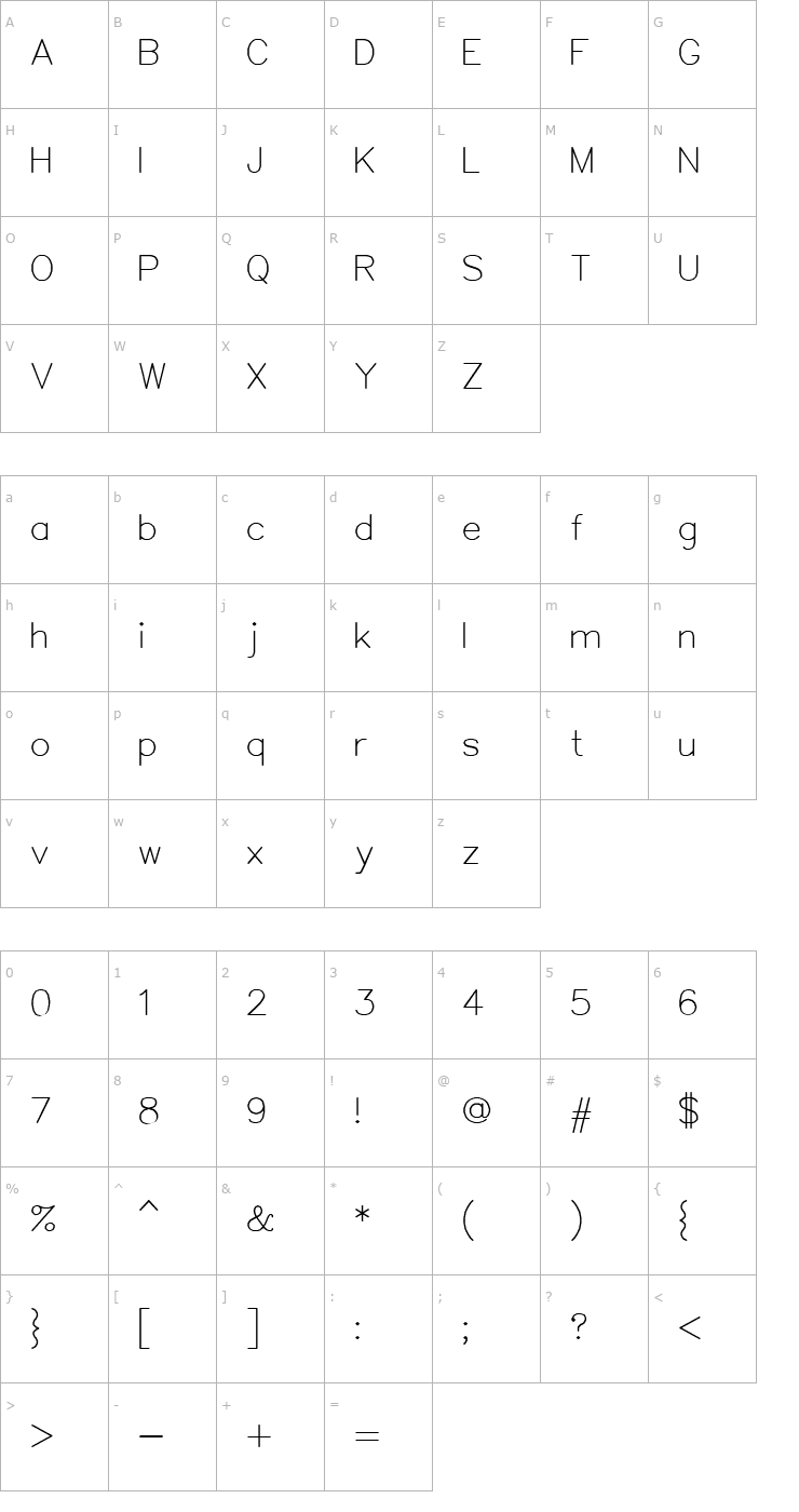 Character Map SWSimp Font