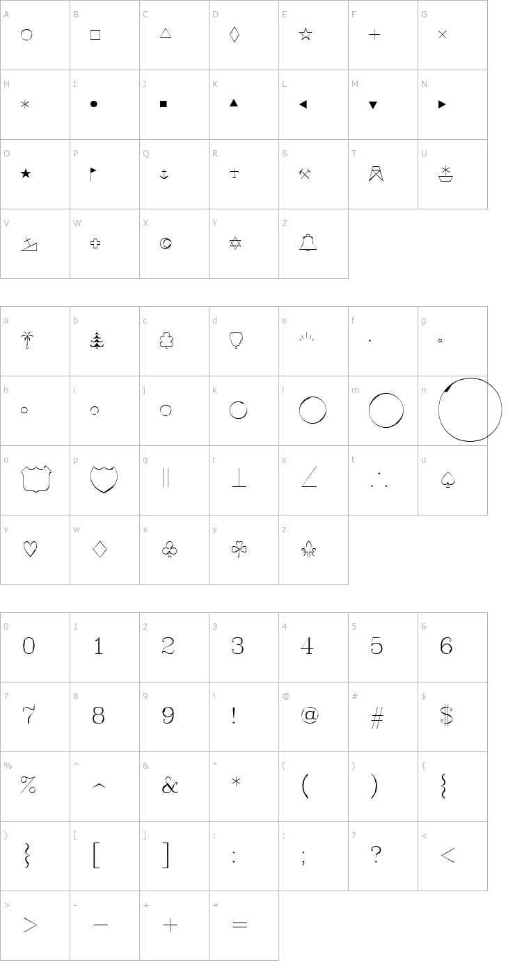 Character Map Symap Font