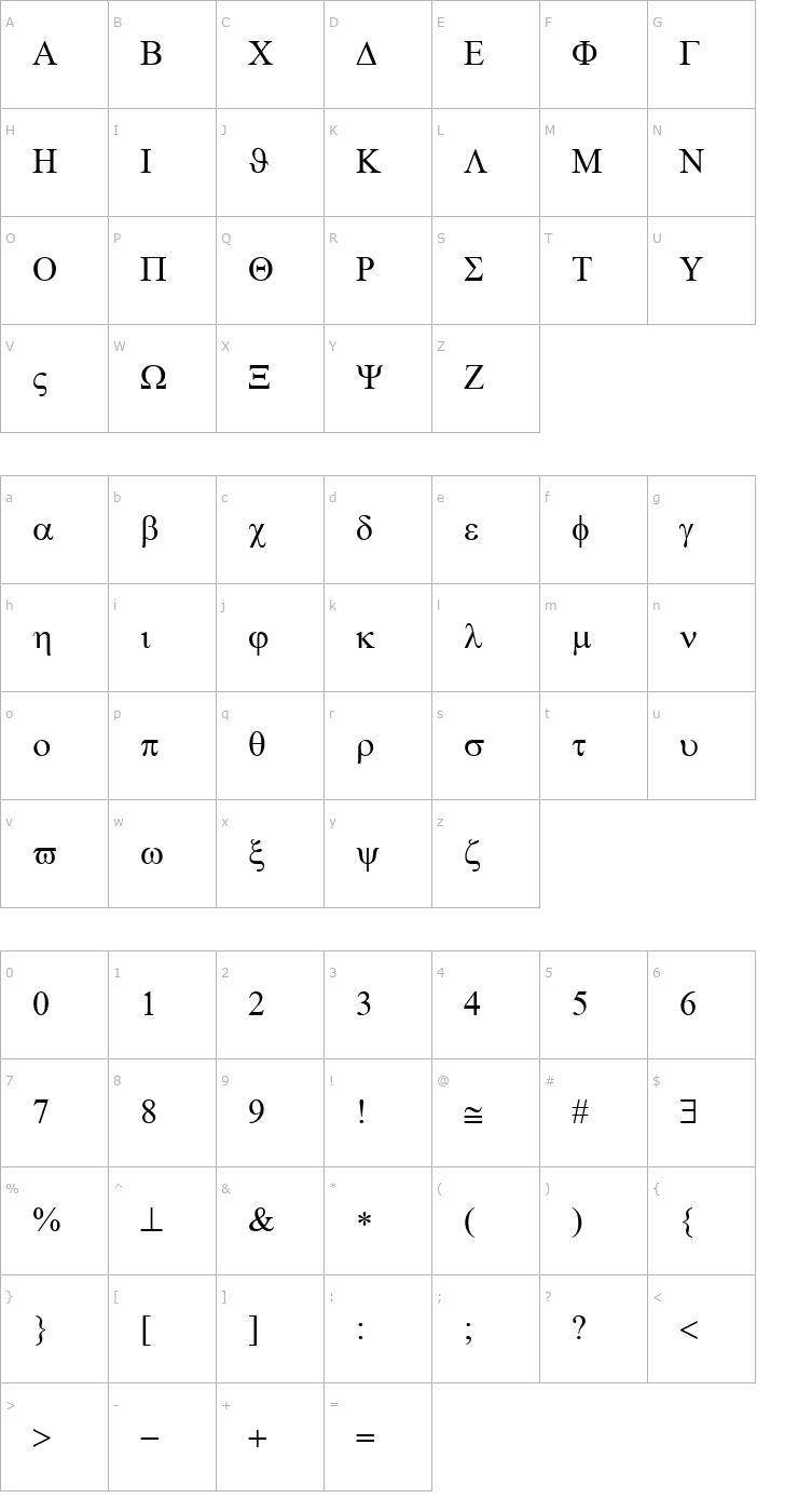 Character Map Symbol Font