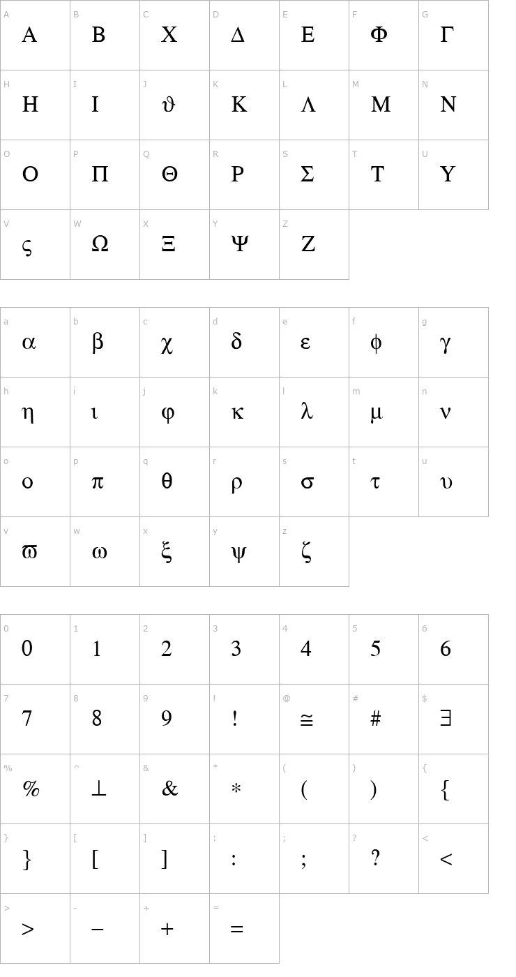 Character Map Symbol SSi Font