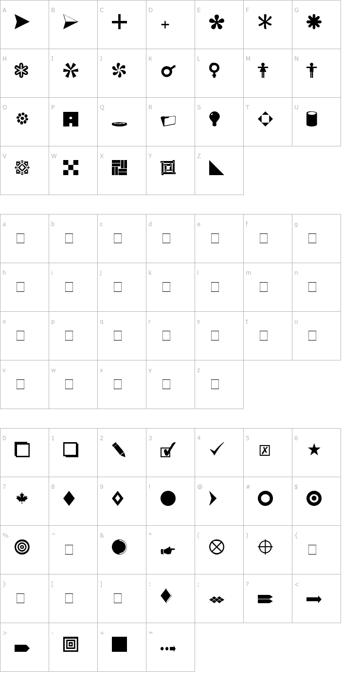 Character Map Symbols Normal Font