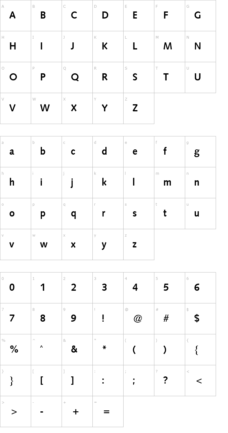 Character Map Symphony Bold Font