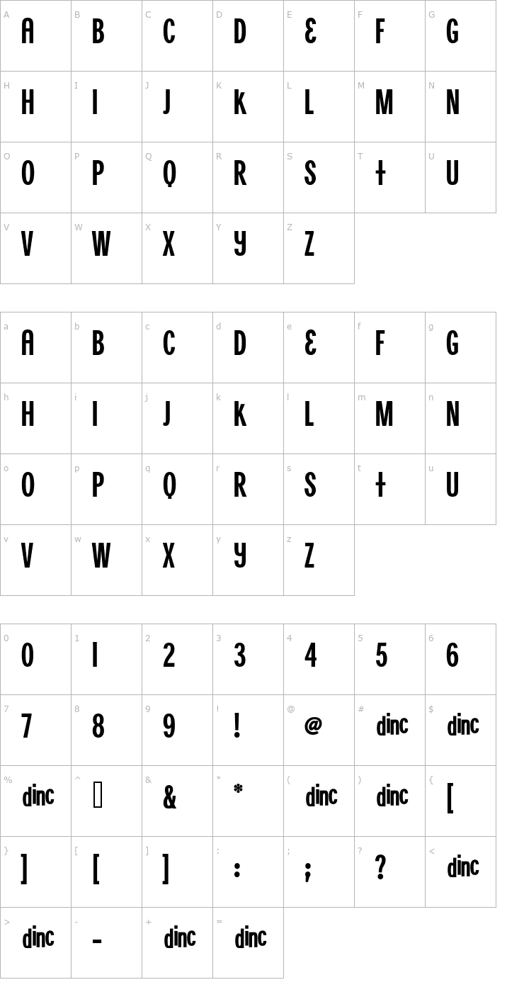 Character Map Synchronicity Font