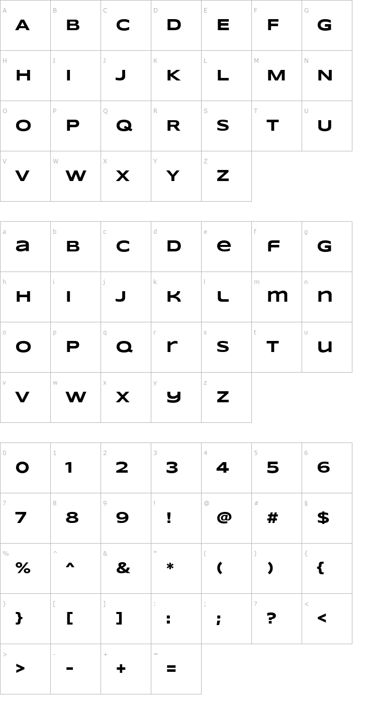 Character Map Syncopate Bold Font