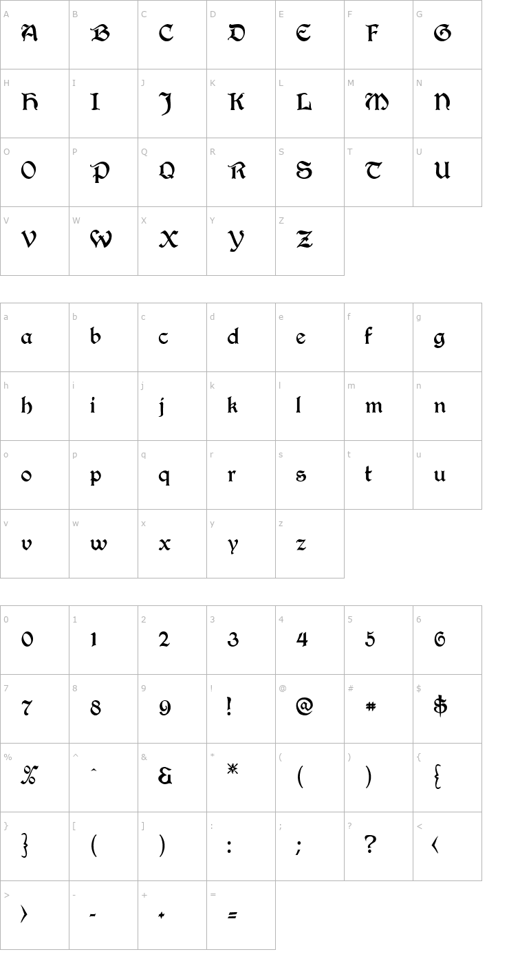 Character Map T4C Beaulieux Font