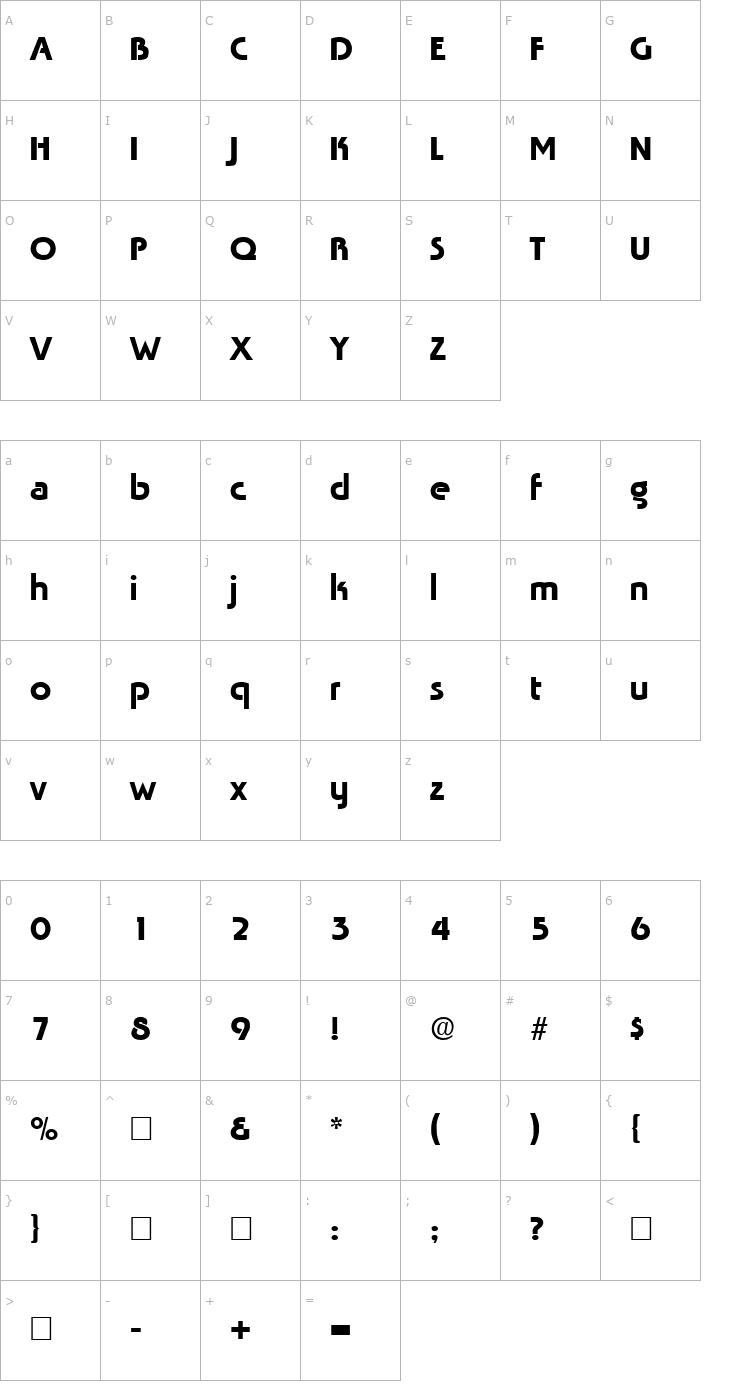 Character Map Tabasco Font