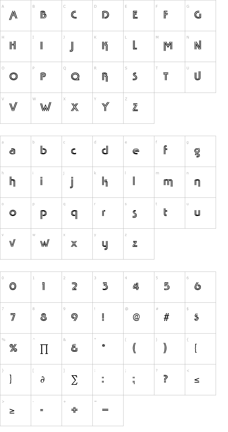Character Map TabascoTwin Font