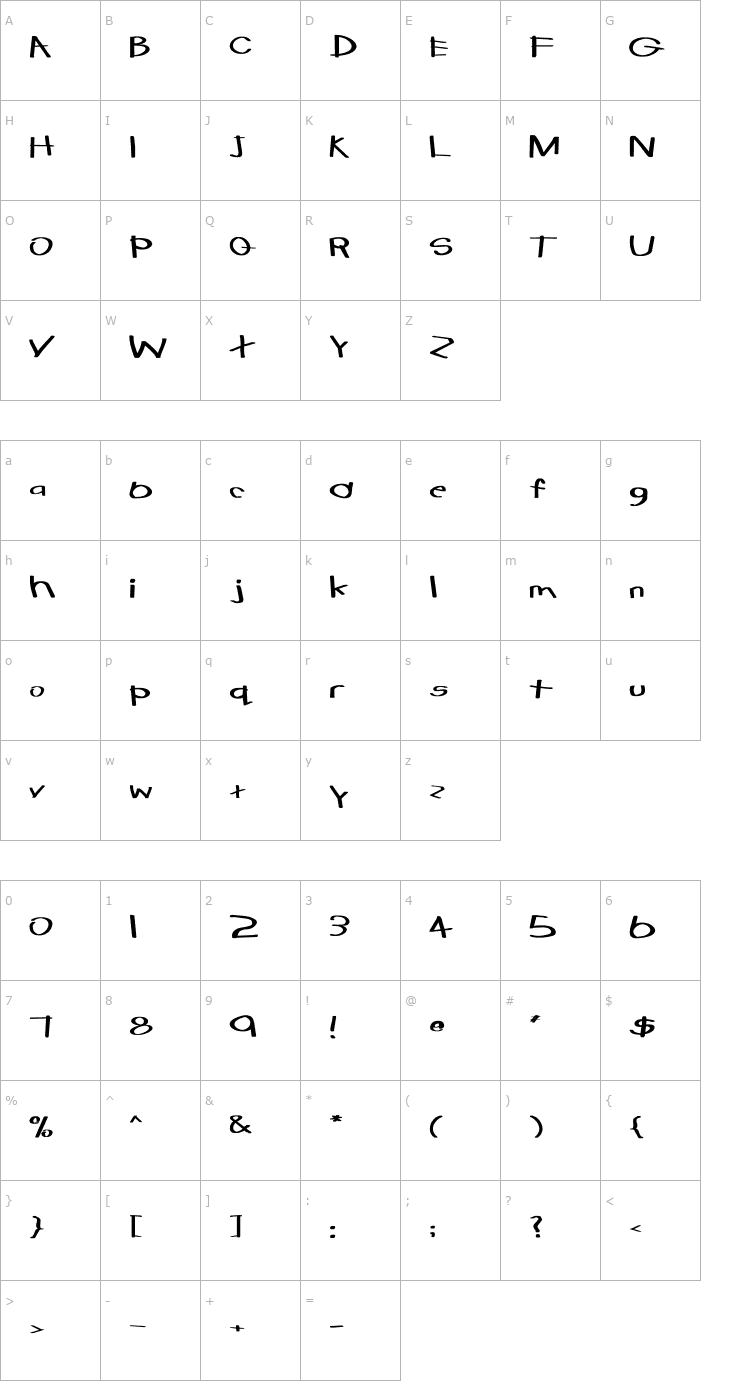 Character Map Tabatha Ex Bold Font