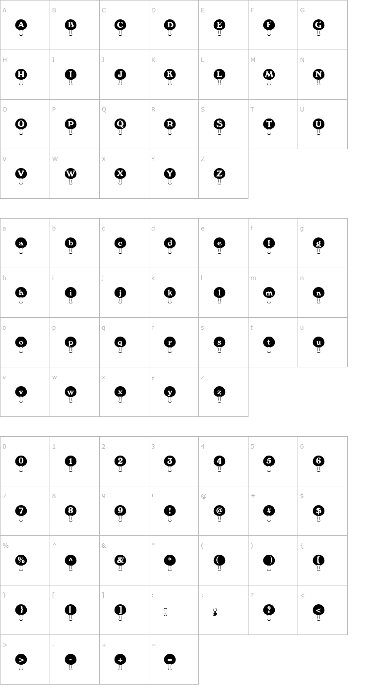 Character Map TableTBlack Becker Font