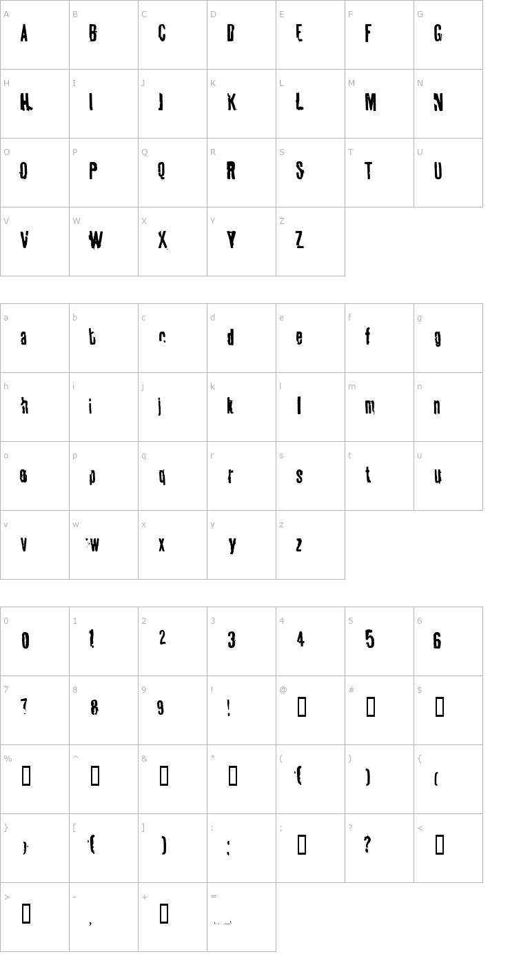 Character Map Tablhoide Font