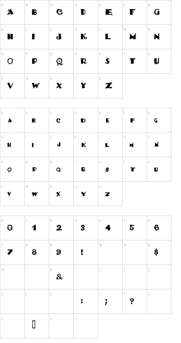 Character Map Taco Salad Font
