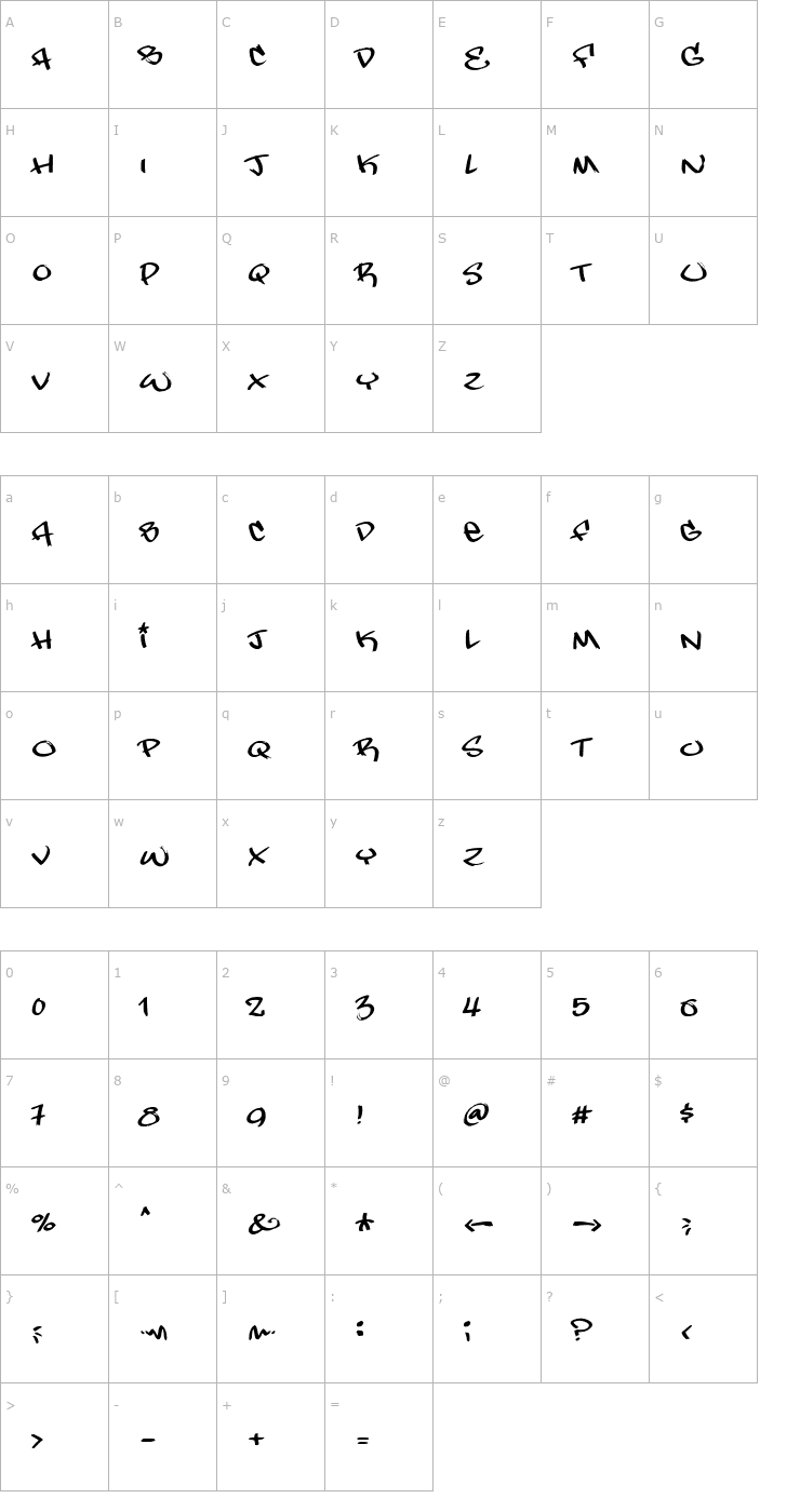 Character Map TagBoyHardcore Font