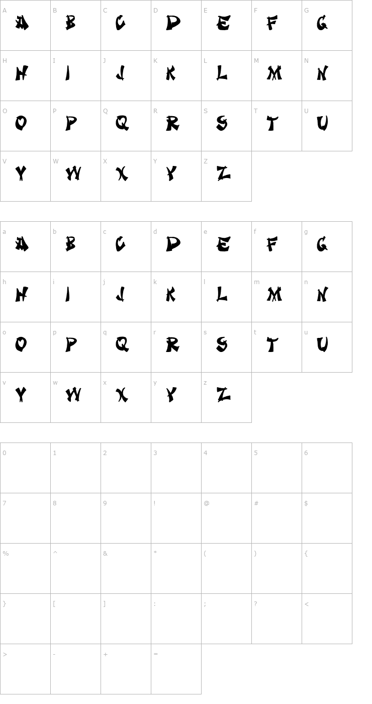 Character Map Takeout Font