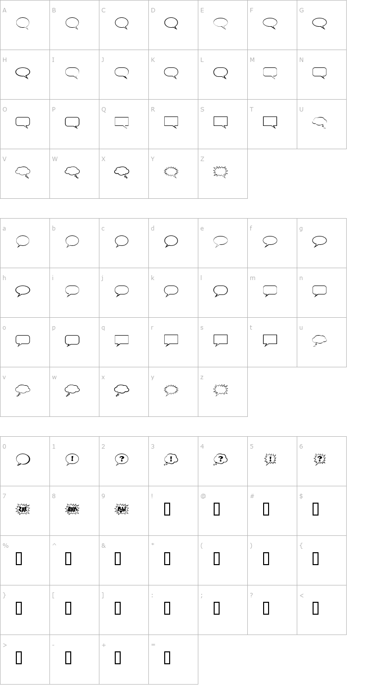 Character Map TalkBalloon Font