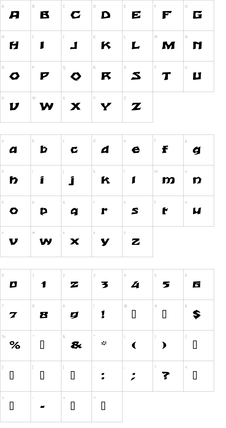 Character Map TalonExtended Font