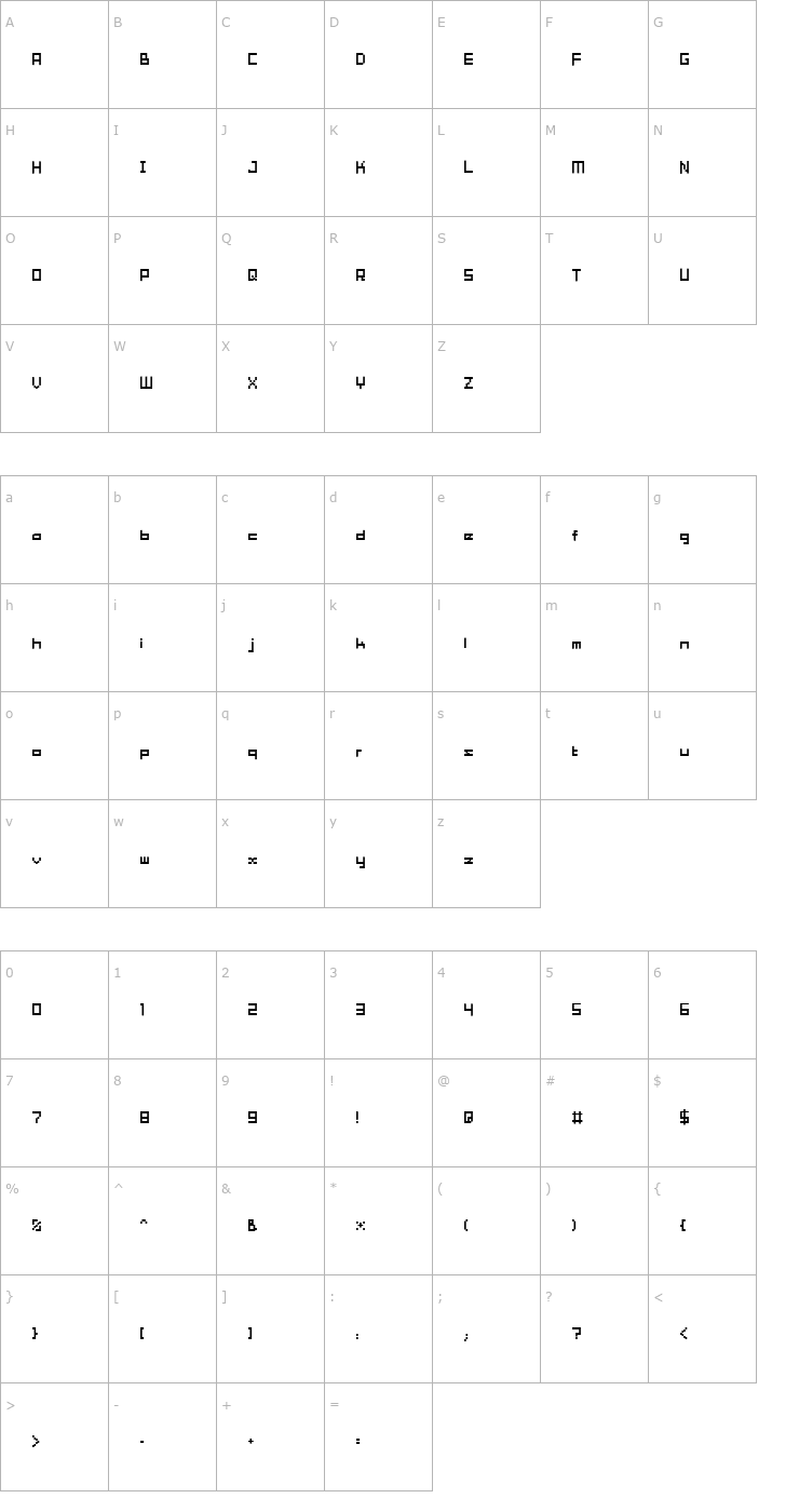 Character Map Tama Mini01 Font