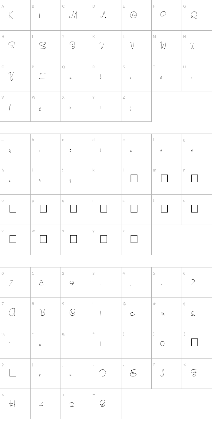Character Map Tamarind Font