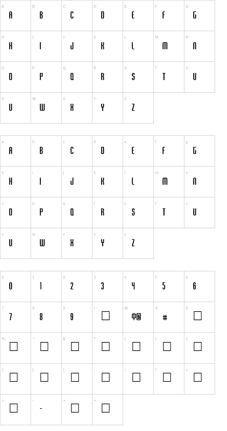 Character Map Tangerine XCn Tim2 Font