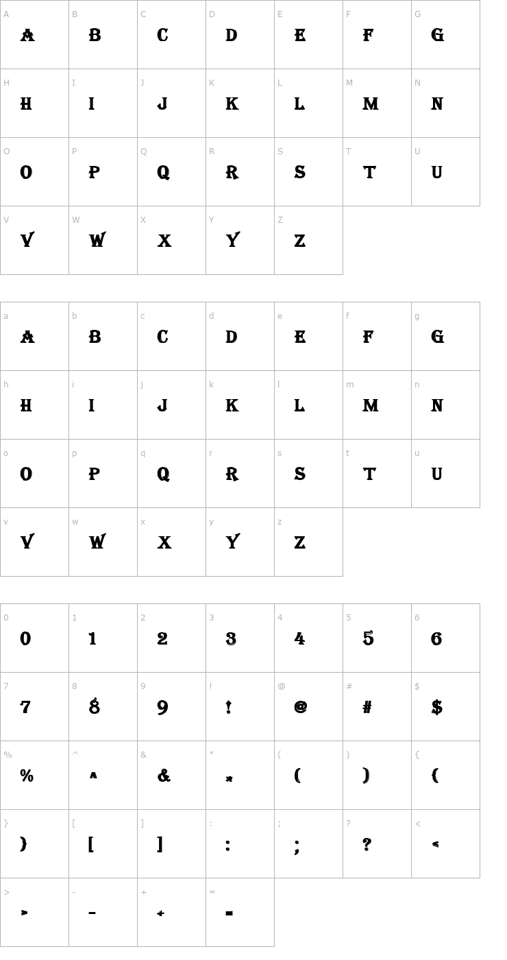 Character Map Tangiers Bold Font