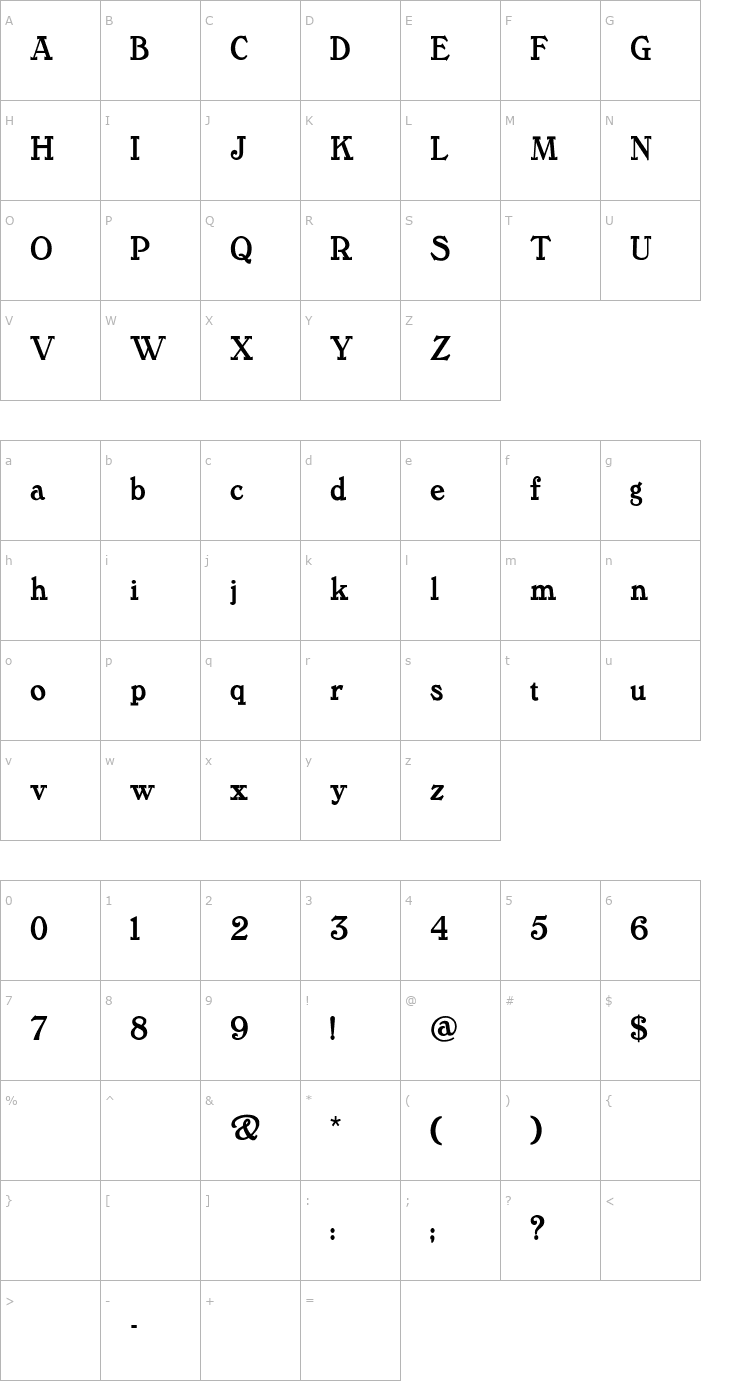 Character Map TanglewoodTales Font