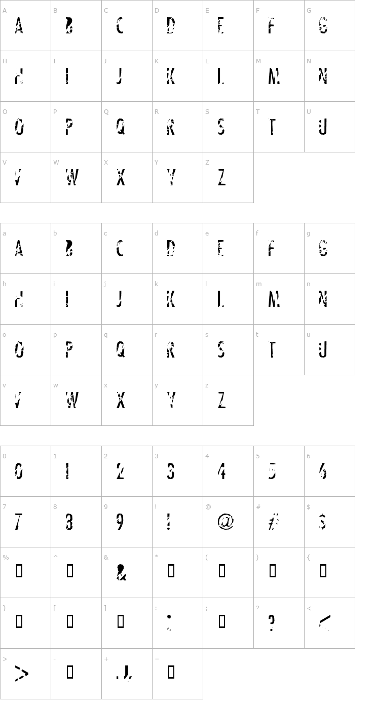 Character Map Tanline Font