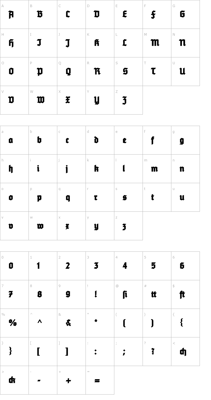 Character Map Tannenberg Fett OTF Font
